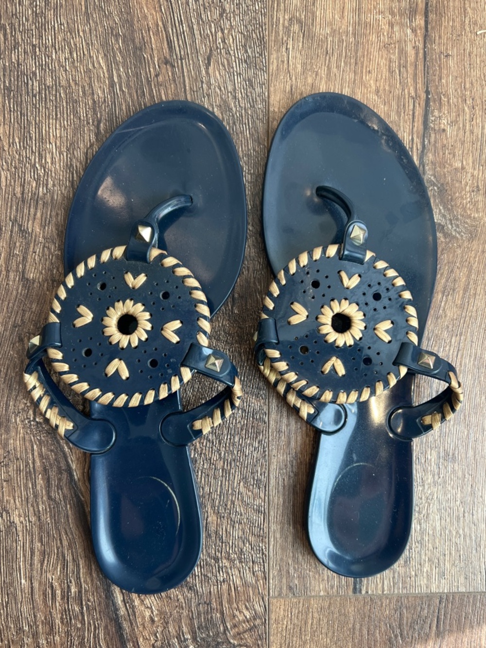 Jack Rogers Georgica Jellies Navy Gold Size 8
